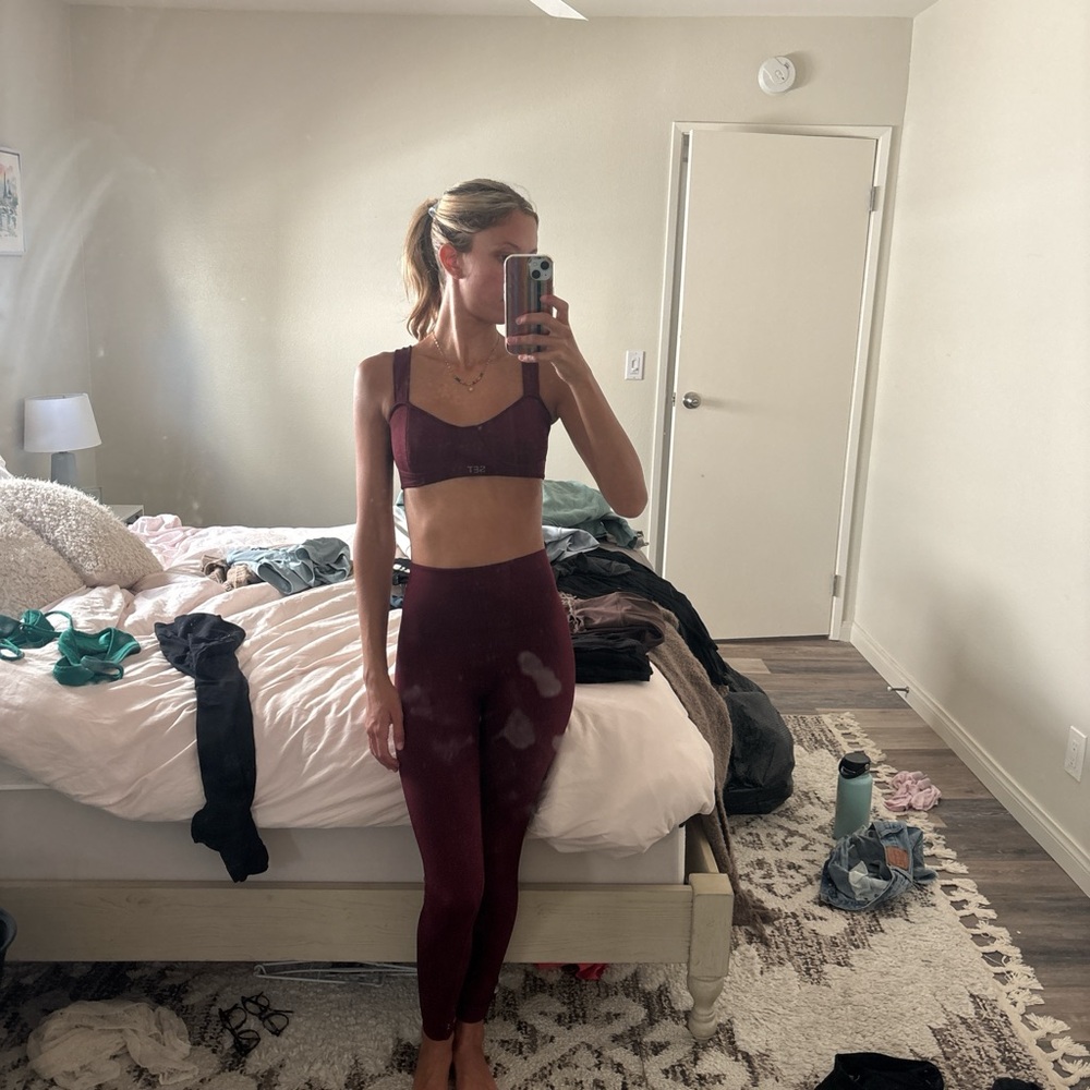 SET Active Burgundy Seamless Sports Bra and High-Rise Leggings